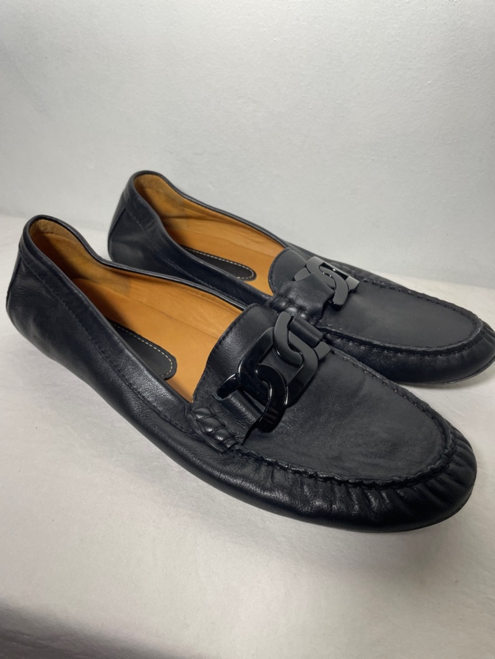Van Eli Aiker Black Leather Driving Loafer Moccasins 11 W - Picture 2 of 12